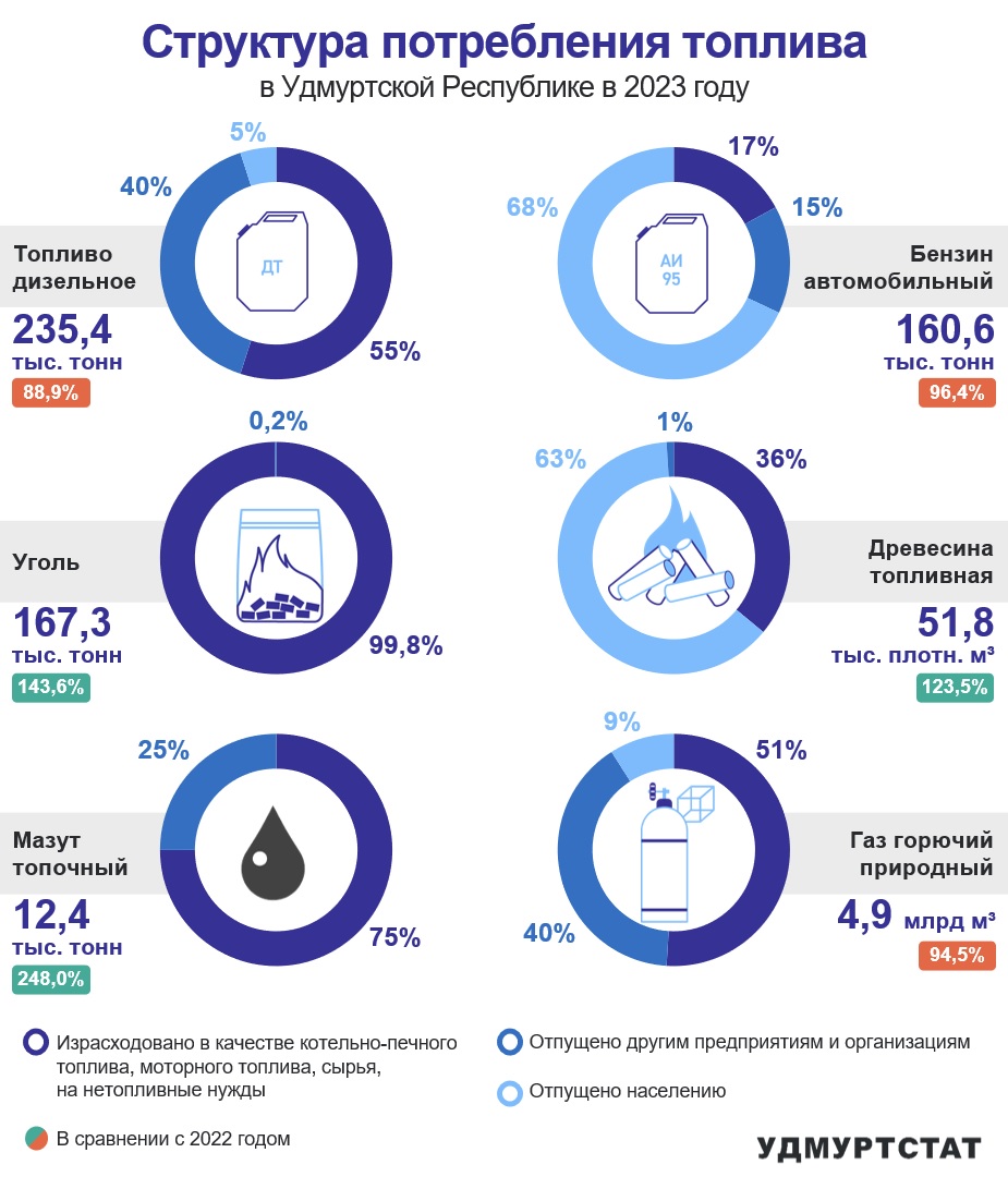 Потребление топлива в УР в 2023 году.